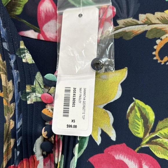 Soft‎ Surroundings Floral Print Blouse Top Womens Size XS Long Sleeve - Picture 6 of 10